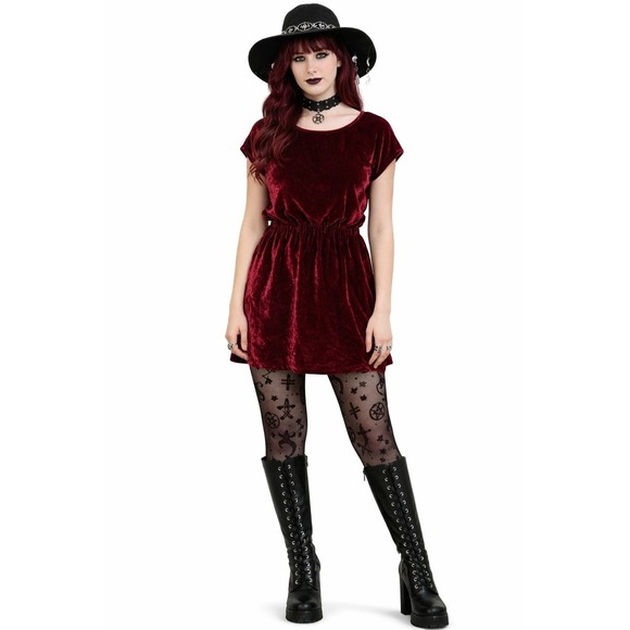 TALULAH Dresses & Skirts - Aritzia Y2K Burgundy‎ Velvet Velour Whimsigoth Dark Romantic Mini Dress Med